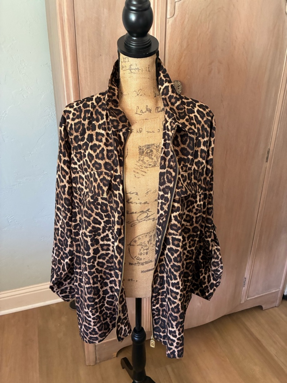 Michael Kors Leopard Animal Print Zipper blouse top jacket Plus Size 3X New - Picture 8 of 16